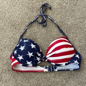 Target’s Xhilaration size medium push up bikini top red white and blue